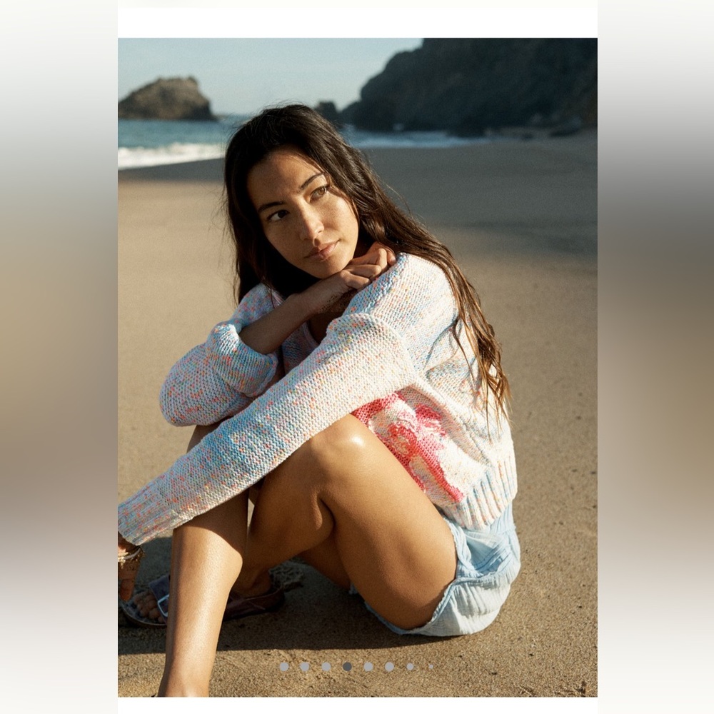Anthropologie Palm Tree Boat-Neck Sweater